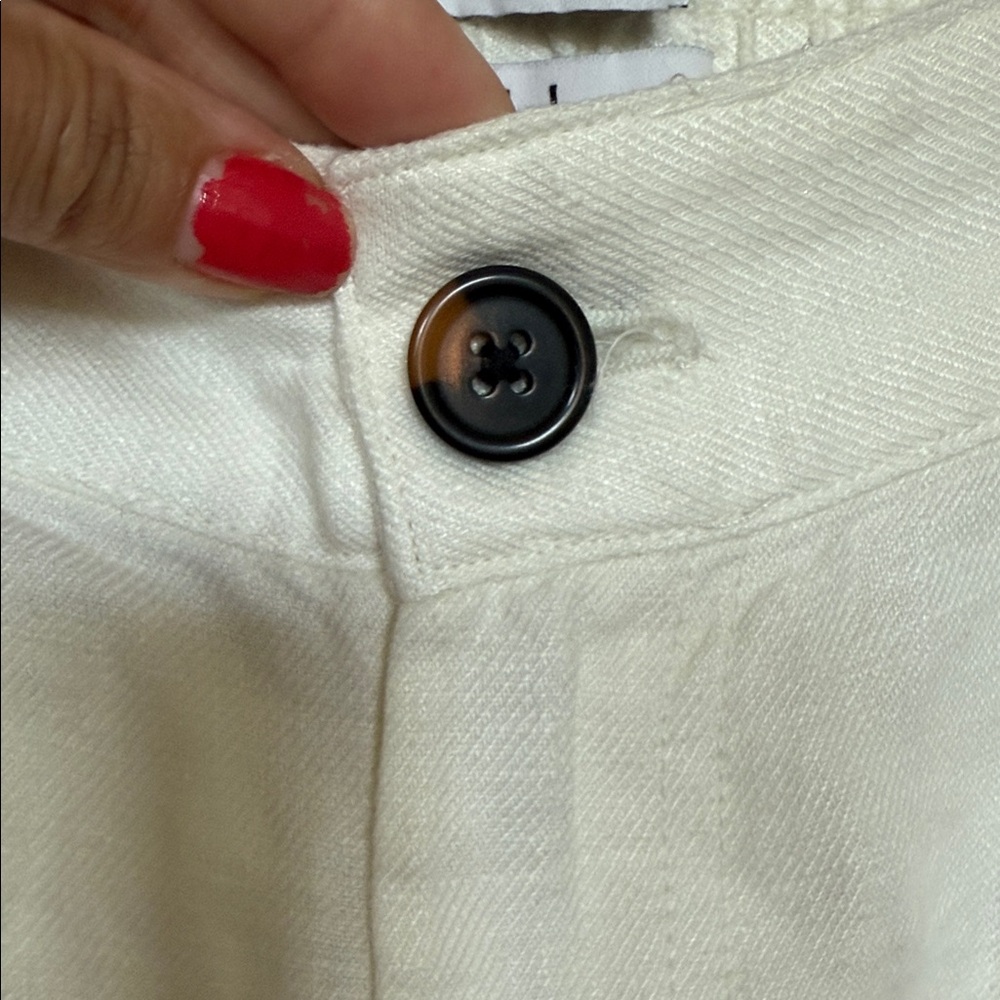 NWT H by Halston Cream Wide Leg Linen Pants - Picture 6 of 9